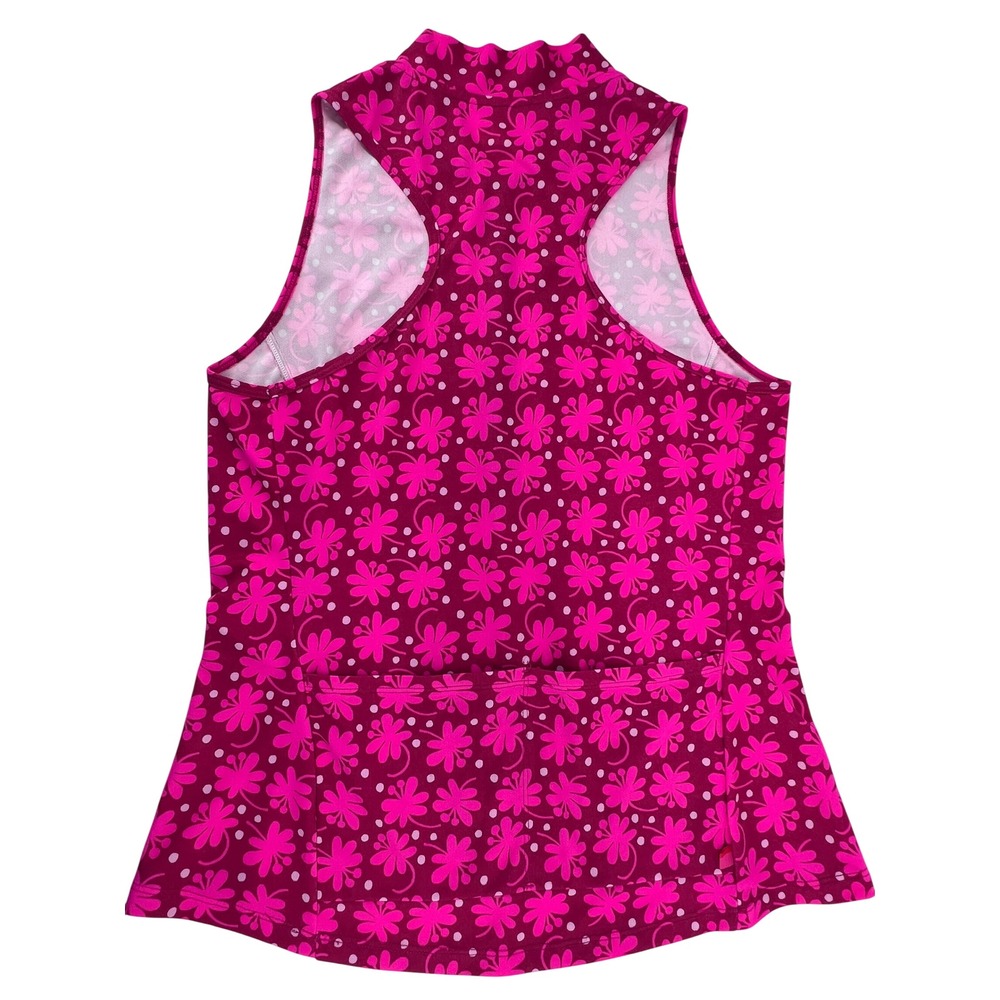 Terry Womens Sun Goddess Cycling Jersey Pink Floral Polka Dot Quarter Zip XL - Picture 2 of 8